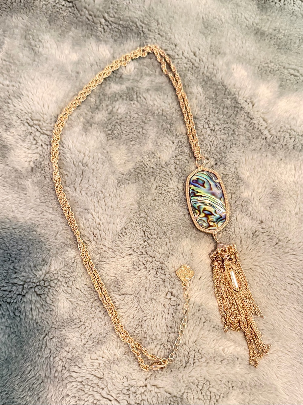Kendra Scott Rayne Long Tassel Pendant Necklace - Abalone & Muted Gold